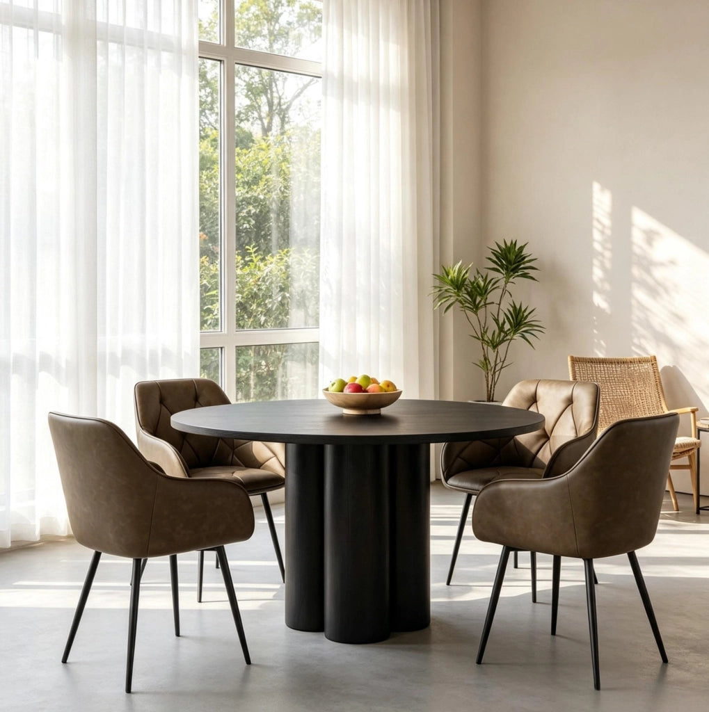 Set di 2 sedie da pranzo con braccioli in similpelle marrone