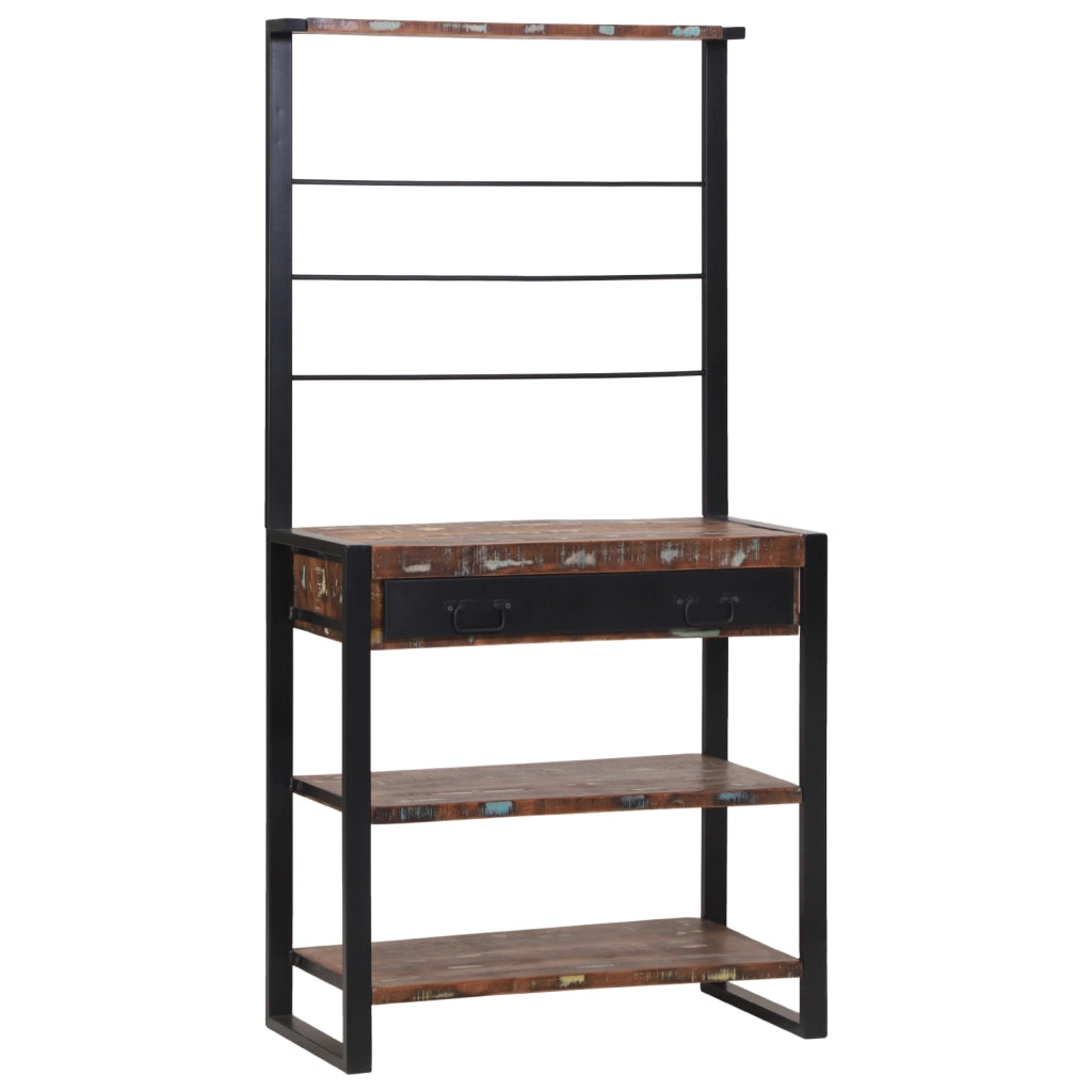 Scaffale da Cucina Multicolore 80x40x160 cm Legno Massello Recuperato