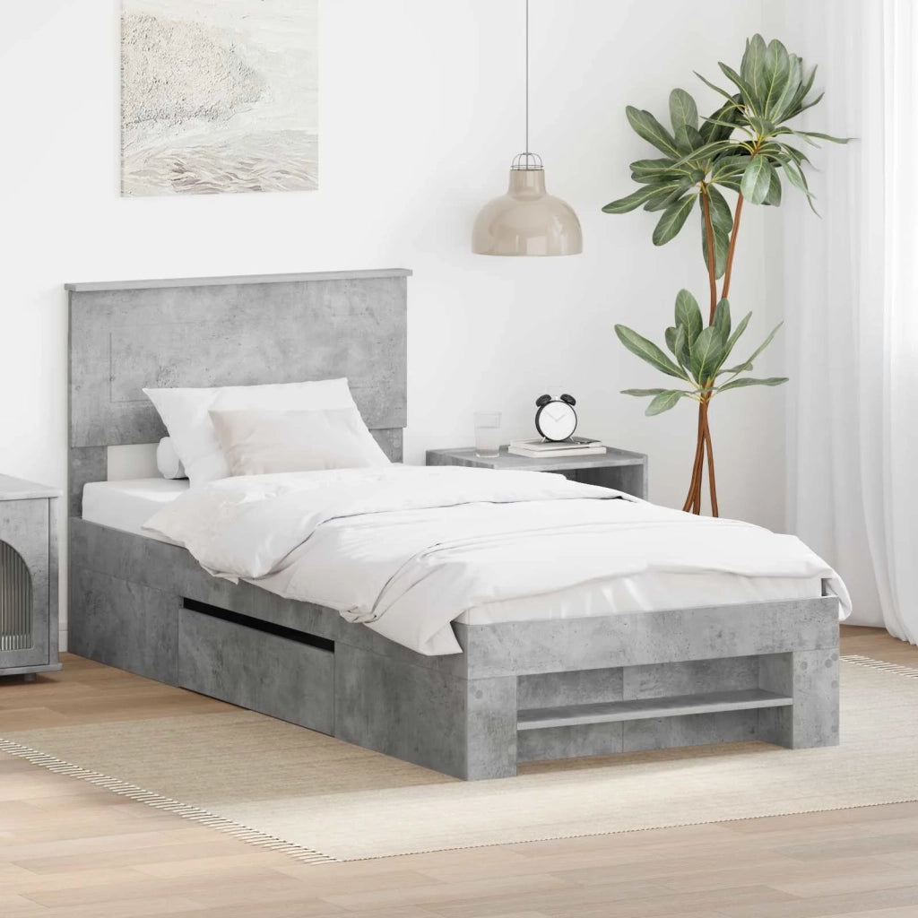 Struttura del letto con testiera Grigio cemento 100 x 200 m