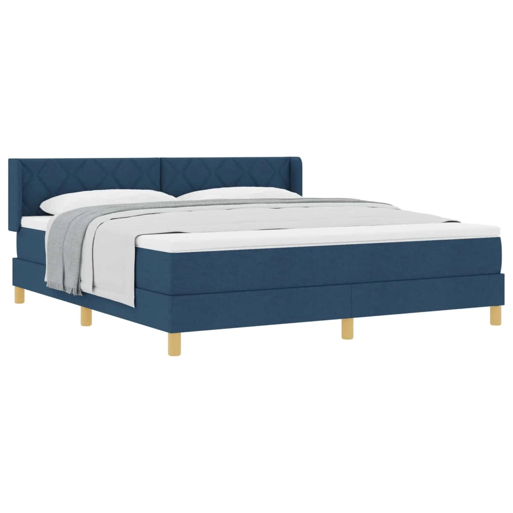 Letto a molle con testiera Blu 200 x 180 cm Tessuto 3341376