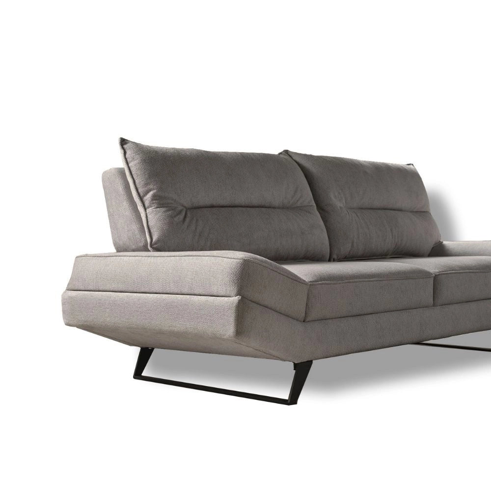 Divano contenitore Lena 3 posti con schienali basculanti in tessuto microfibra Caddy 620 tortora