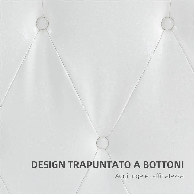TESTIERA LETTO MATRIMONIALE IMBOTTITA CON DESIGN A BOTTONI, IN PELLE PU E MDF, 160X7X120 CM, BIANCO