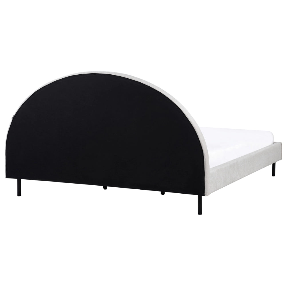 Letto Grigio Tessuto Poliestere 180 x 200 cm Base a doghe Testiera semicircolare Design minimalista retrò Camera da letto