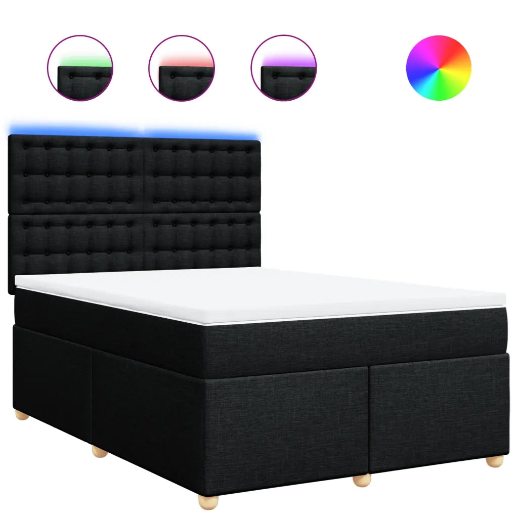 vidaXL Giroletto a Molle con Materasso Nero 140x200 cm in Tessuto