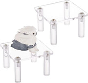 Display per Cupcake in Vetro - Set di 2 - 8x8x4,8cm - Display per Gioielli a 4 Gambe in Vetro - Supporto per Gioielli in Vetro per Dessert