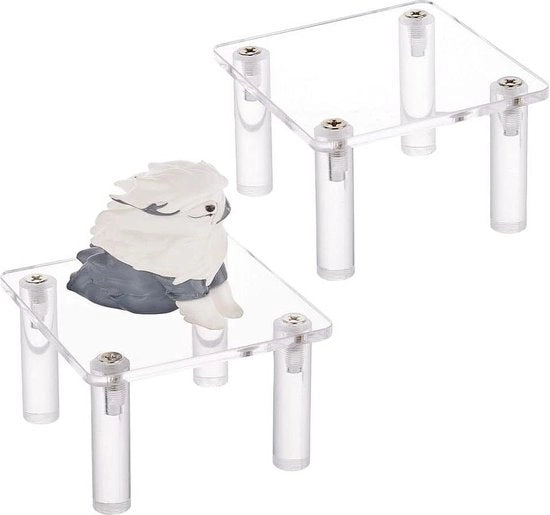 Display per Cupcake in Vetro - Set di 2 - 8x8x4,8cm - Display per Gioielli a 4 Gambe in Vetro - Supporto per Gioielli in Vetro per Dessert
