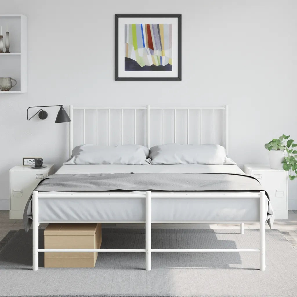 Comodini 2 pz-Set di 2 Tavolino da notte Bianchi 34,5x39x44 cm in Acciaio 503940