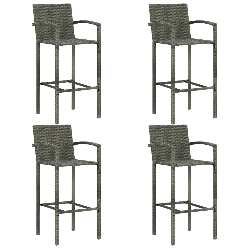 Set Bar da Giardino 5 pz | Set Salotto da Giardino con Braccioli in Polyrattan Grigio