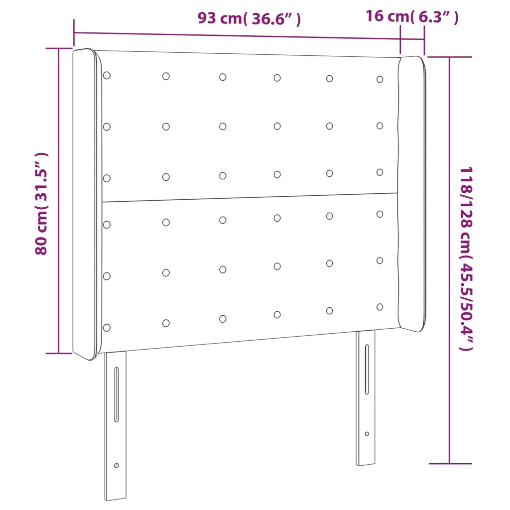 Testiera ad Orecchio Marrone Scuro 93x16x118/128 cm in Tessuto 3119999