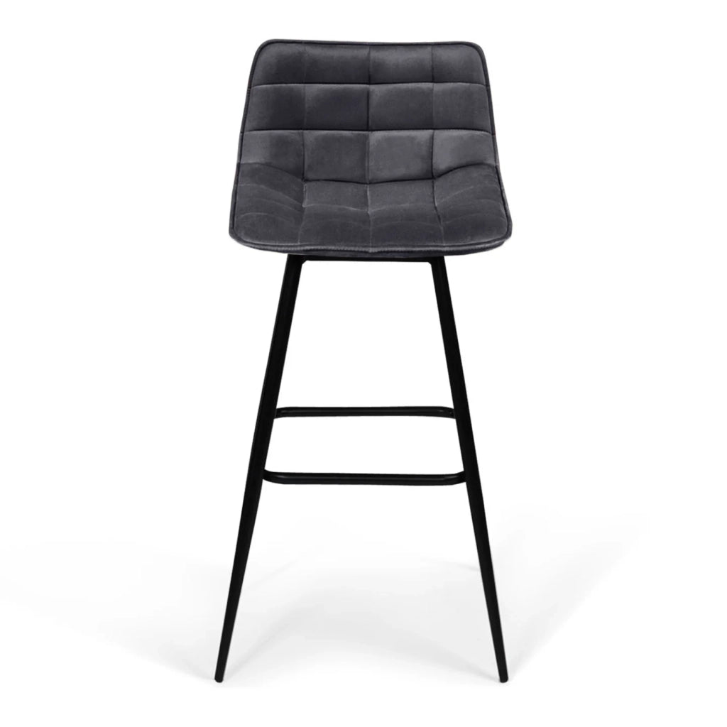 IDMarket - Set di 2 sgabelli da bar in velluto grigio scuro MADY