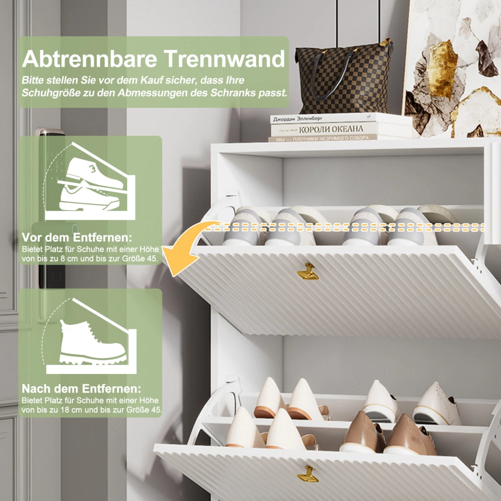 Armadio porta scarpe bianco con cassetto e anta