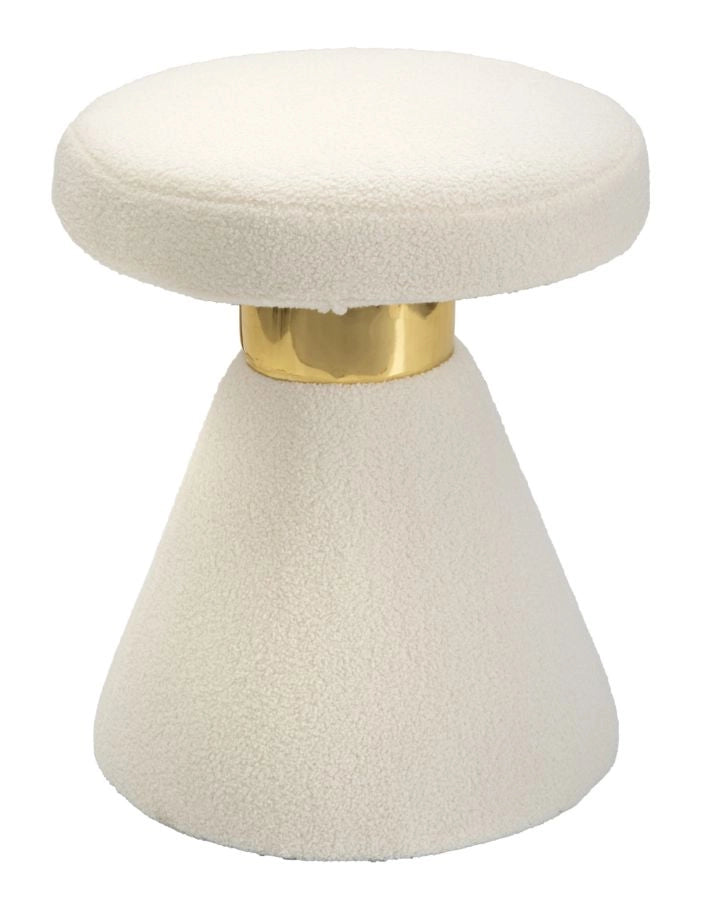 Tavolino in tessuto crema e oro  42x42x51cm Iceland