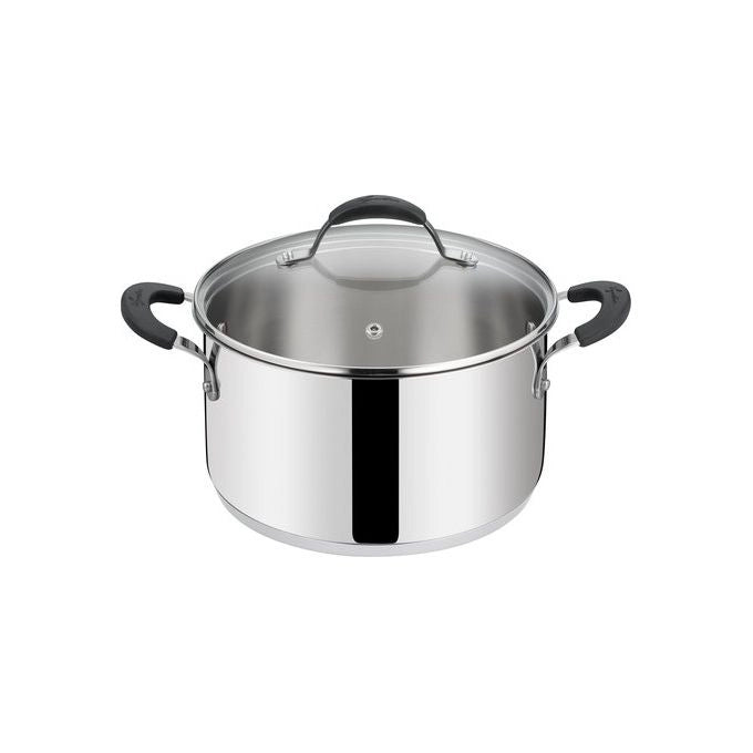 Lagostina 8900547421 Tempra Casseruola Fonda Acciaio Inox 18-10 20 cm 3200 ml con Coperchio in Vetro Fondo Lagotherm Induzione