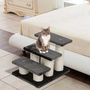 Scaletta per gatti a 3 gradini in peluche per divano finestra e letto in truciolato grigio stabile antiscivolo per interni