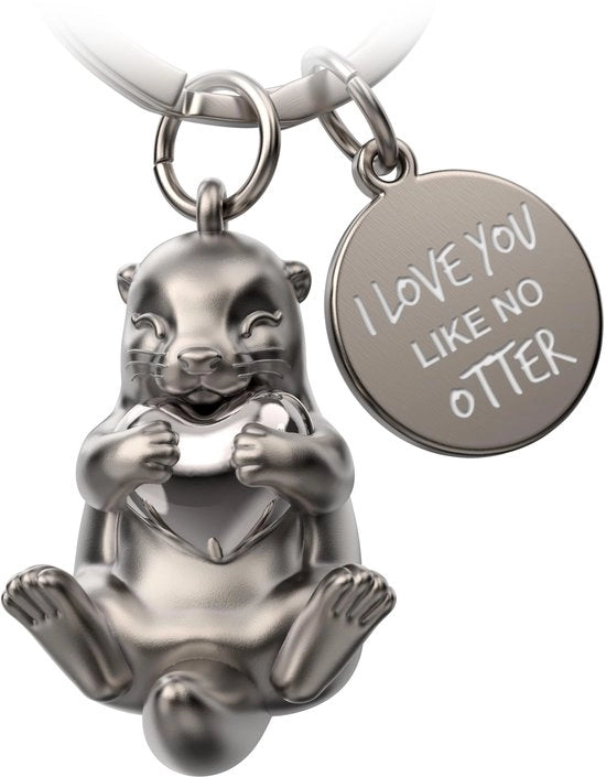 Sleutelhanger con cuore di lupo marino - Portafortuna con lupo marino - Regalo per amica - Regalo per partner - Sleutelhanger per coppia - Anniversario di fidanzamento - Gravatura: Ti amo come nessun lupo marino