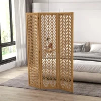 Paravent In Legno Traforato Separatore Di Ambienti Schermo Interno Pieghevole 3 Pannelli In Legno 120 x 170 cm Naturale