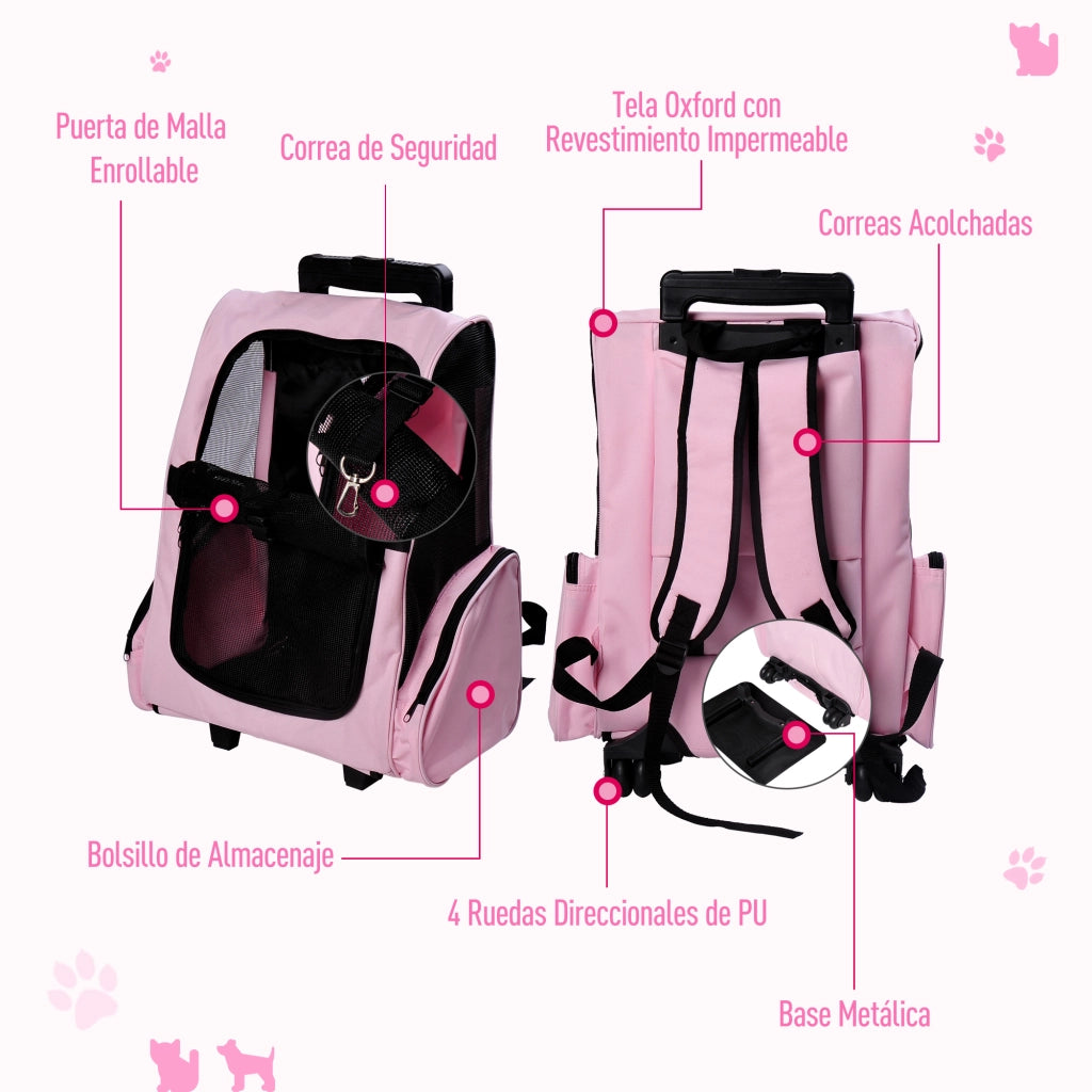 Trasportino per Mascote 2 in 1 ¨C Zephmum ¨C Rosa 42x25x55 cm
