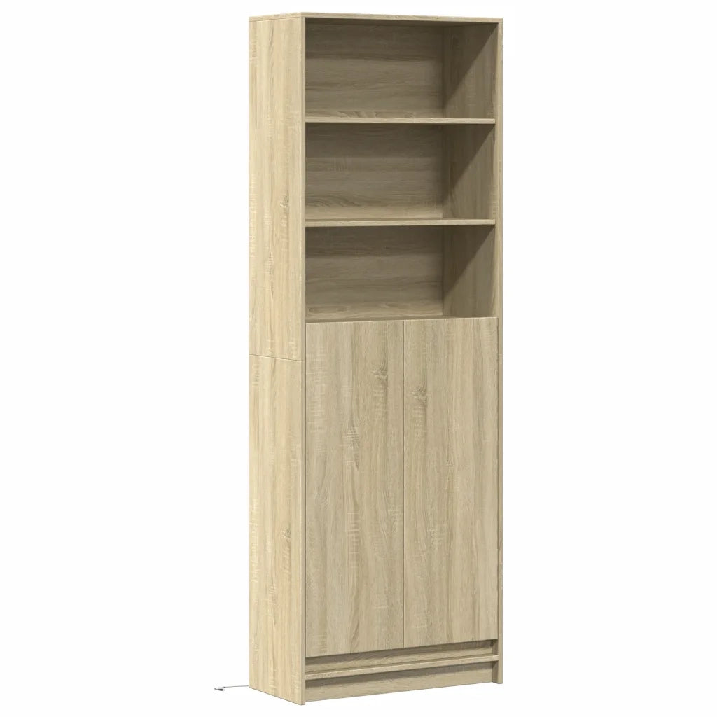 Credenza con LED-Buffet-Armadio da cucina Rovere Sonoma 69x32,5x200 cm in Truciolato