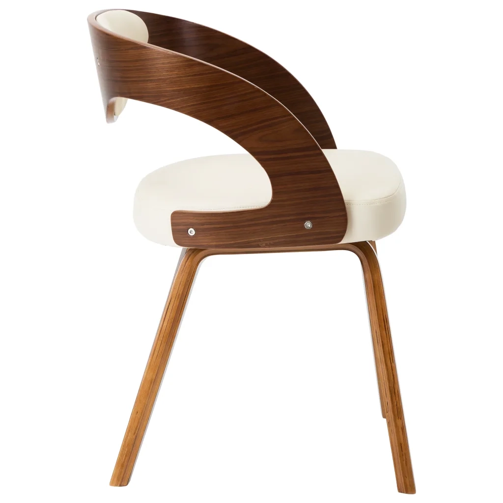 Sedie da Pranzo 4 pz in Legno Curvato e Similpelle Crema 278840