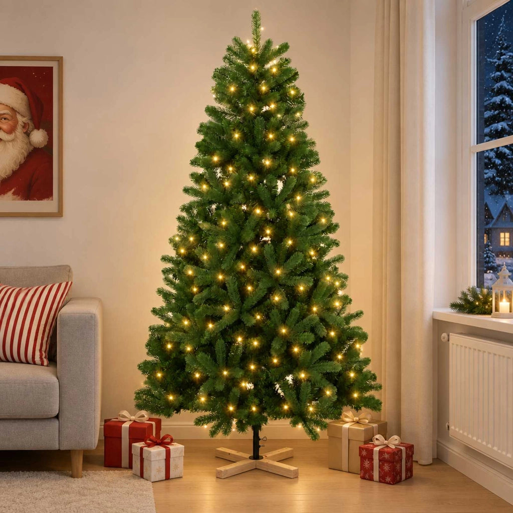 Albero di Natale artificiale 210 cm 300 LED Bianco caldo PVC 3461398