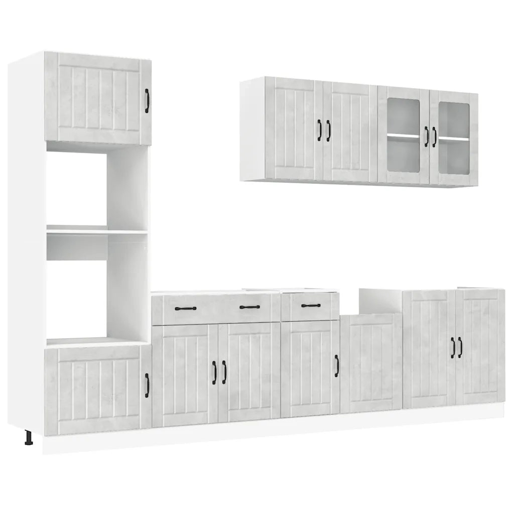 vidaXL Set Mobili da Cucina 7 pz Lucca Grigio Cemento in Truciolato
