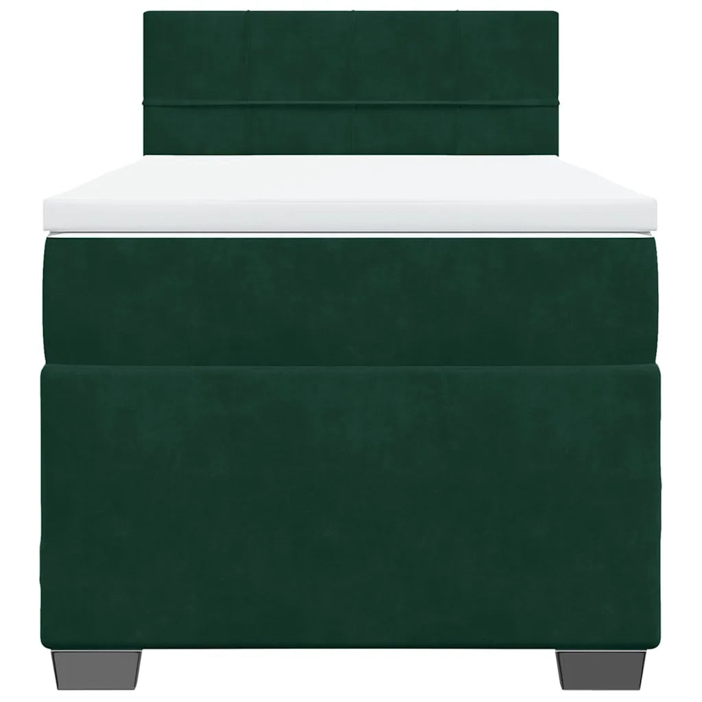 Giroletto a Molle con Materasso Verde Scuro 100x200 cm Velluto