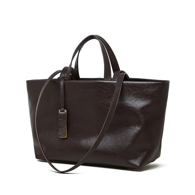 Borsa a tracolla da donna in vera pelle marrone