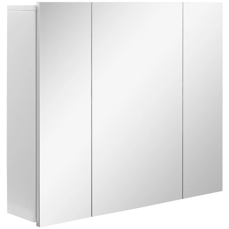 ARMADIETTO BAGNO CON 3 ANTE SPECCHIATE E RIPIANI REGOLABILI, 70X15X60CM, BIANCO
