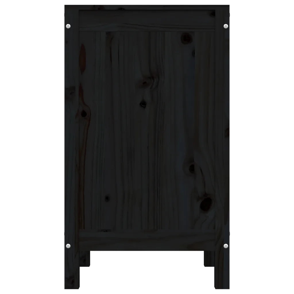 Contenitore per Bucato Nero 44x44x76 cm Legno Massello Pino