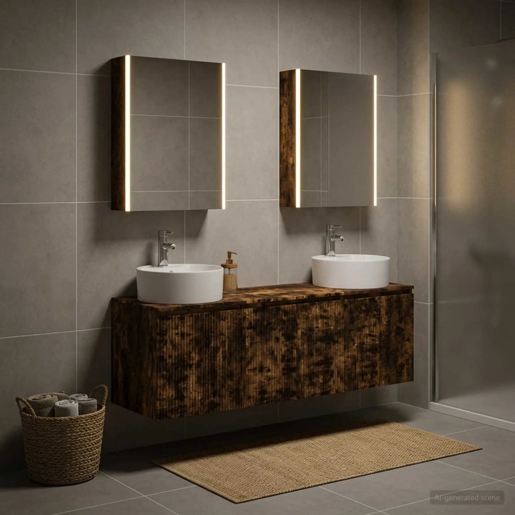 Set di Armadi da Bagno 5 pcs Rovere Fumo Legno ingegnerizzato 3406451