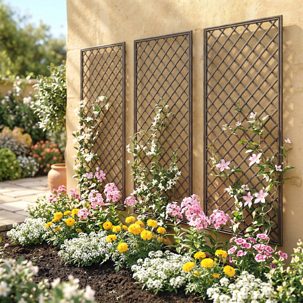 Set 3 Griglie Giardino Rattan Sostegno Piante Rampicanti ¨C Zephmum ¨C 43x112 cm Naturale