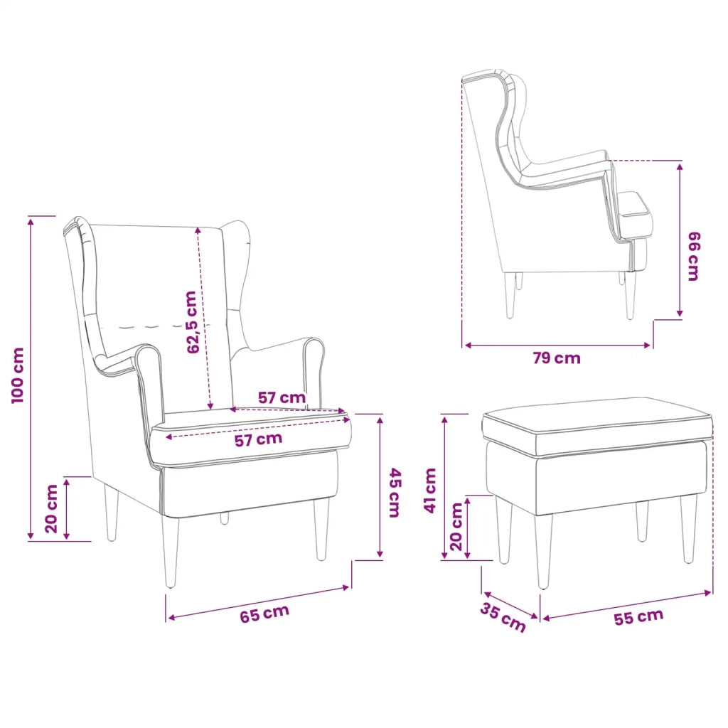 Poltrona con Ottomano 2 pz Nero Bouclé 3418837