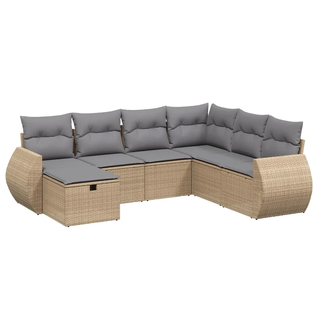 Set Divano da Giardino 7 pz con Cuscini Beige Misto Polyrattancod mxl 89896