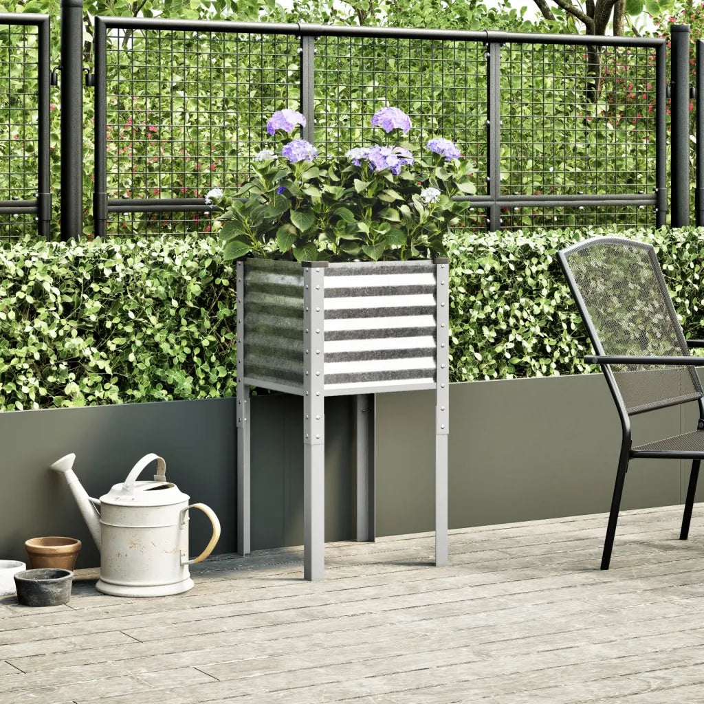 Fioriera da giardino 45x45x88 cm in acciaio zincato 4008967