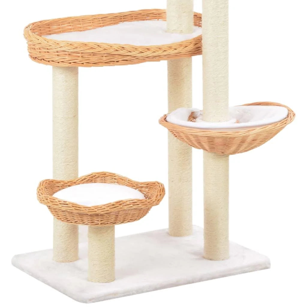 Tiragraffi albero per gatti cuccia per gatti giocattolo peluche in sisal naturale e legno di salice 3702229