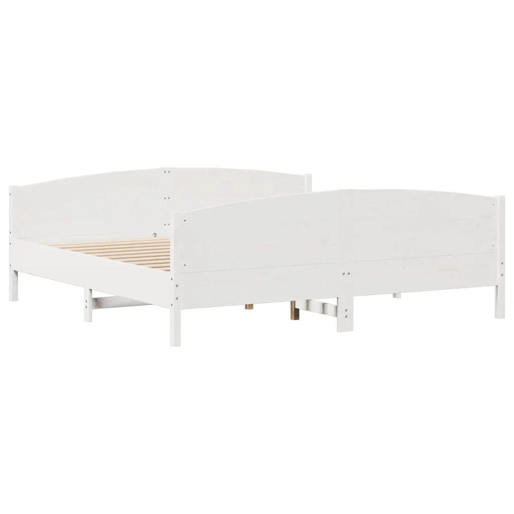 Letto senza Materasso Bianco 180x200 cm Legno Massello di Pino