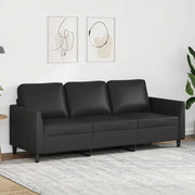 Divano a 3 Posti-Sofa 3 Posti Nero 180 cm in Similpelle 506082
