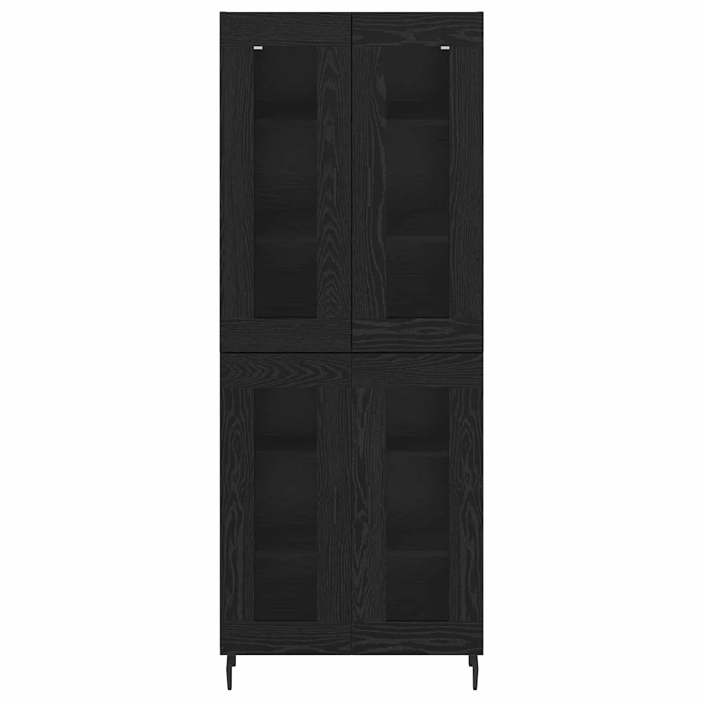 Credenza 2 pcs Rovere Nero Legno Stratificato e Vetro 3403182