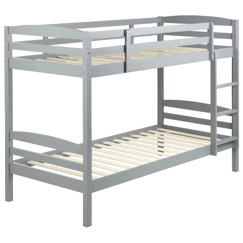 Letto a castello letto doppio in legno di pino grigio singola misura 90 x 200 per bambini in cameretta