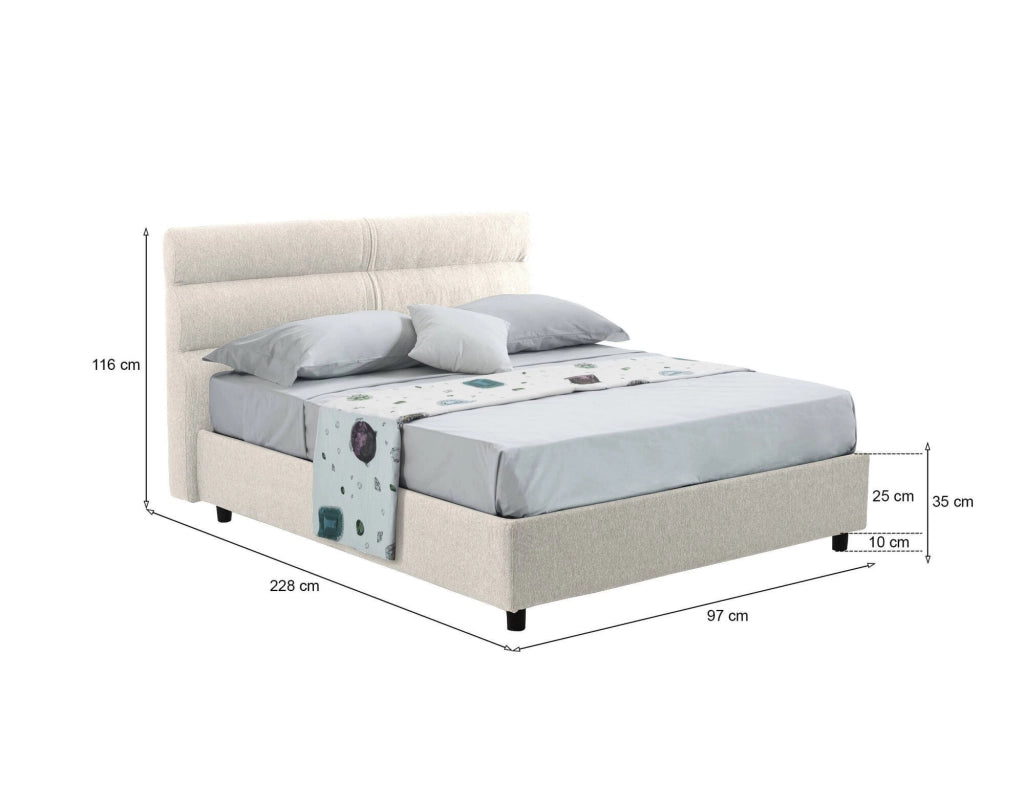 Brenta, Letto Singolo Sfoderabile Made in Italy, Beige