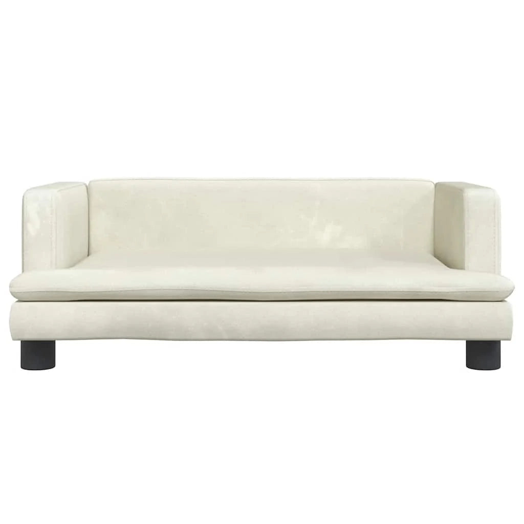 Cuccia per cani a forma di cesto comoda 80 x 45 x 30 cm velluto crema 02_0042955