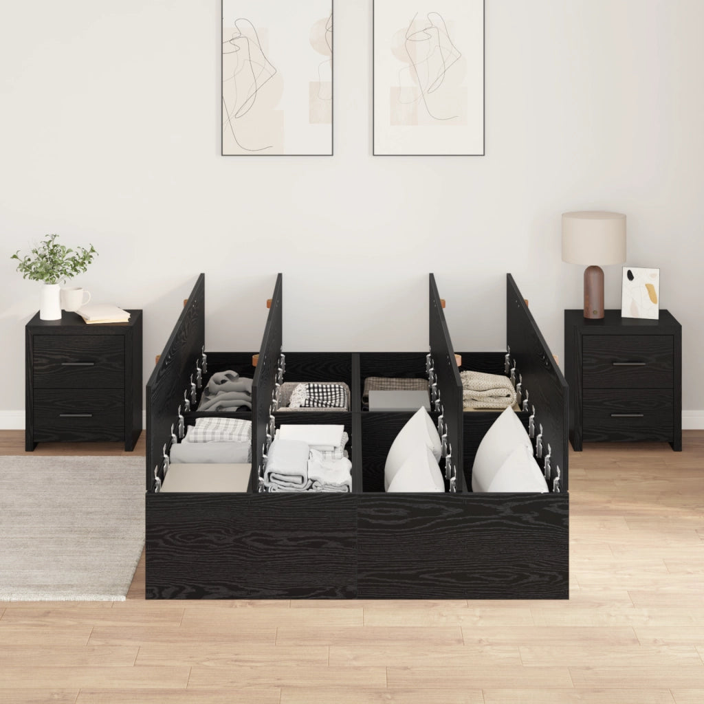 Struttura Letto in Stoccaggio Nero Rovere 120x200 cm