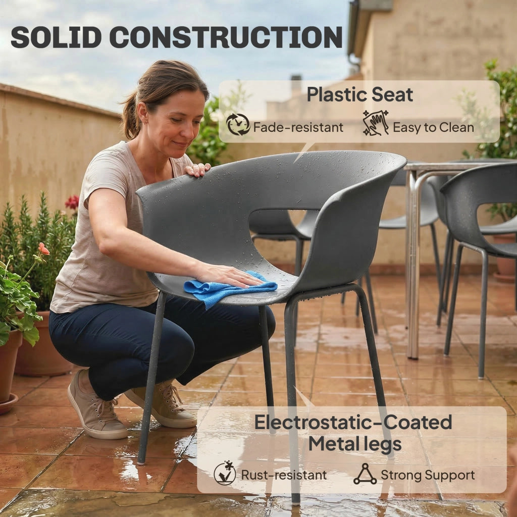 Sedie da giardino ergonomiche 4 pezzi con braccioli ¨C zephmum ¨C design intagliato resistente alle intemperie grigio scuro