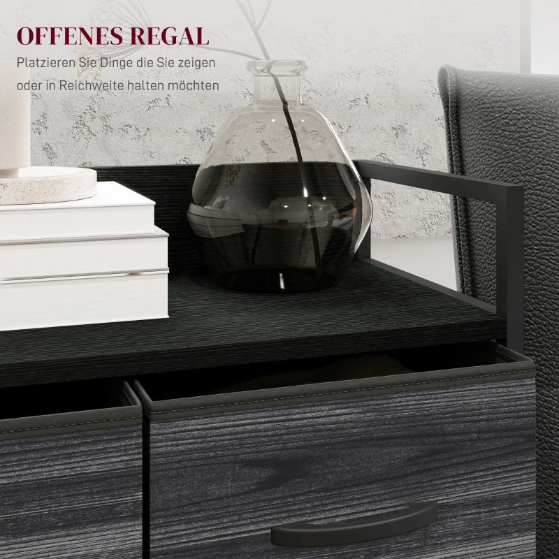 CASSETTIERA 60x29x85 cm Nera in poliestere stile industriale