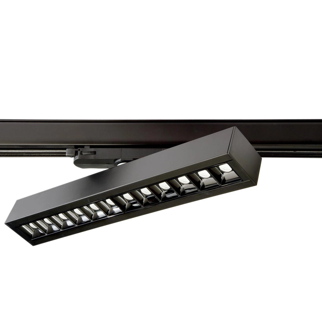 Faretto SPOT track binario trifase LED regolabile da 23W a 32W fascio stretto luce orientabile negozio vetrina 230V NERO 4000K