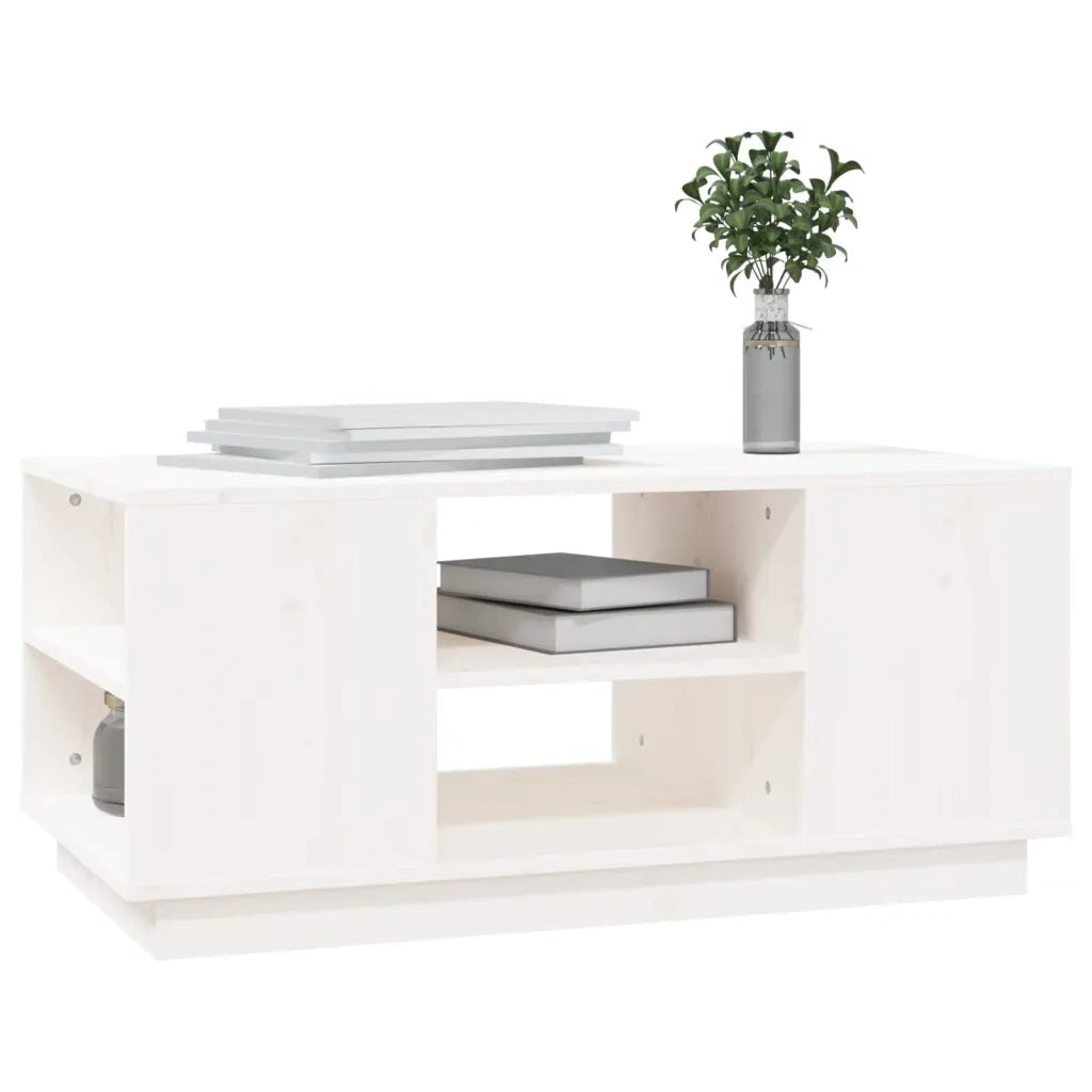 Tavolino da Salotto Bianco 90x49x40,5 cm Legno Massello di Pino 814400