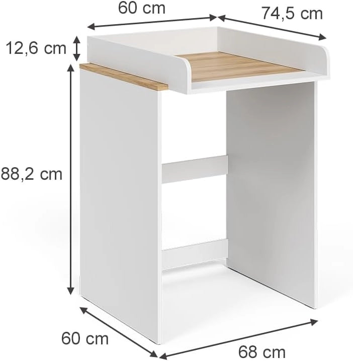 Mobile lavatrice Viktor, Bianco/Artisan, 68 x 88.2 cm 2 parti con fasciatoio