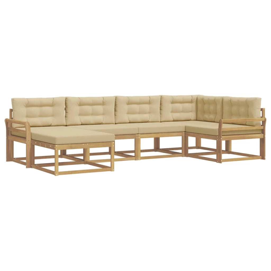 Set di divani da esterno 5 pz Bianco e Beige Poliestere 3386692