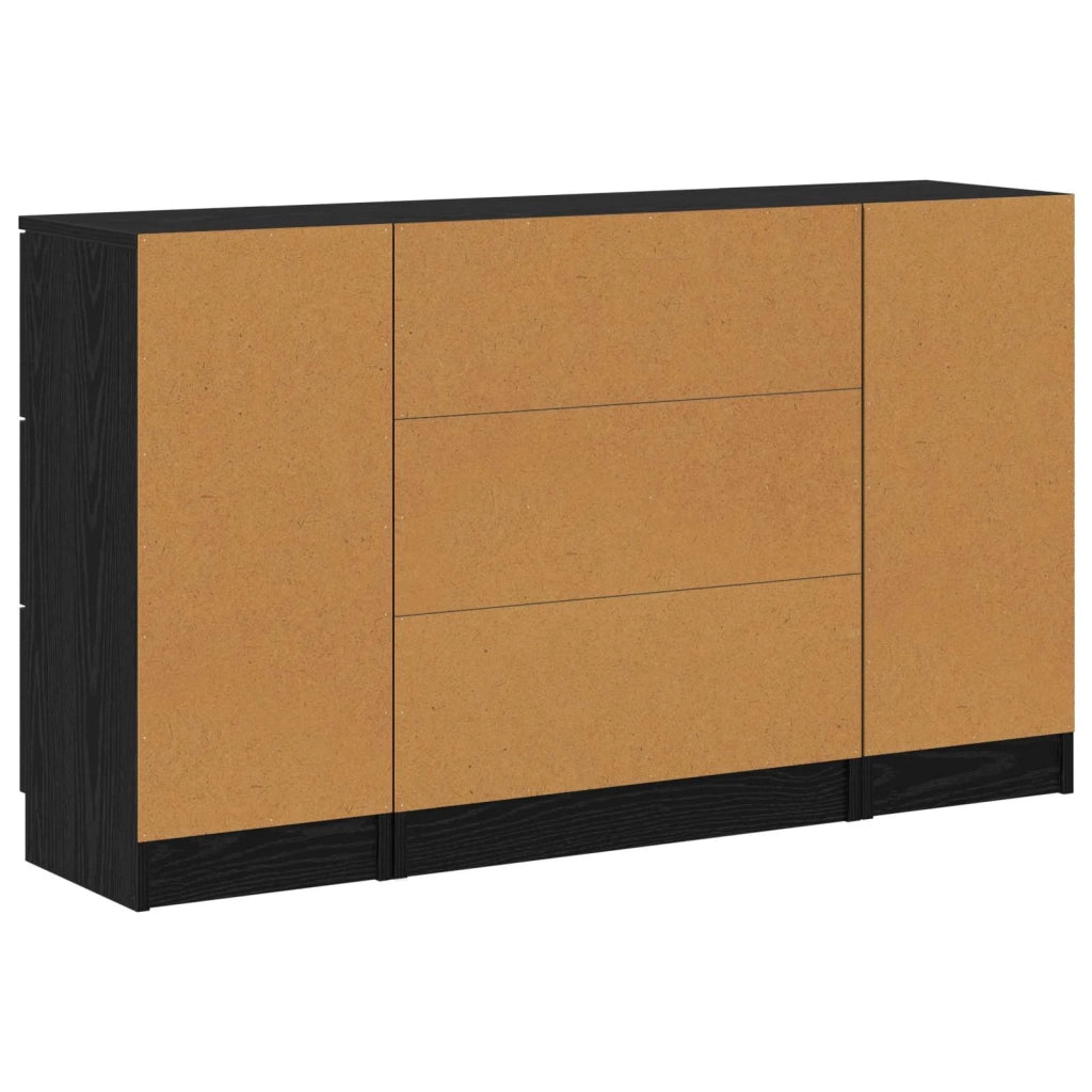 Credenza con cassetto 3 pcs Rovere Nero Legno multistrato 3332544