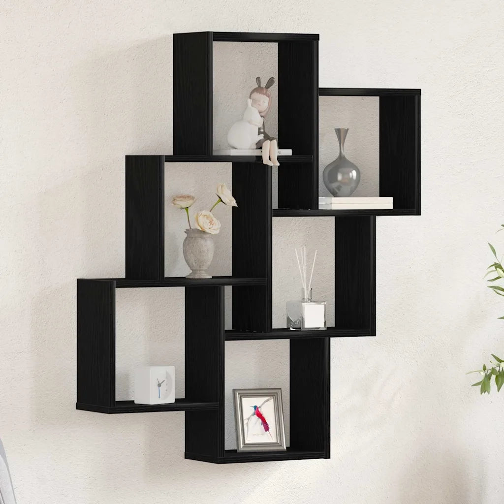 Scaffale da parete A parete Rovere Nero 78 x 15 x 93 cm 862649